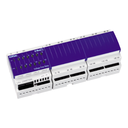 Picture of Clipsal C-Bus, Relay, DIN Rail Mounted, Voltage Free, 240V AC, 12 Channel, 10A, With C-Bus Power Supply