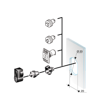 Picture of Triangular lock insert 8mm, chromed. For PanelSeT CRN and Thalassa PLM enclosures