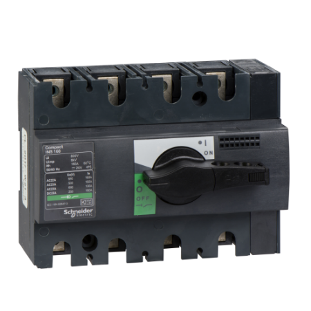 Picture of switch disconnector, Compact INS160, 160A, standard version with black rotary handle, 4 poles