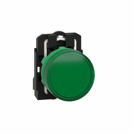 Picture of Harmony XB5, Pilot light, grey plastic, green, 22mm, universal LED, plain lens, 230...240V AC