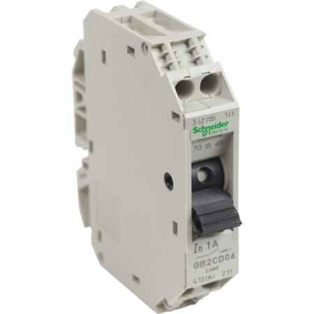 Picture of TeSys, Circuit breaker, TeSys GB2, 1P+N, 1A, Icu 50kA at 240V, Thermal magnetic, DIN rail mounted