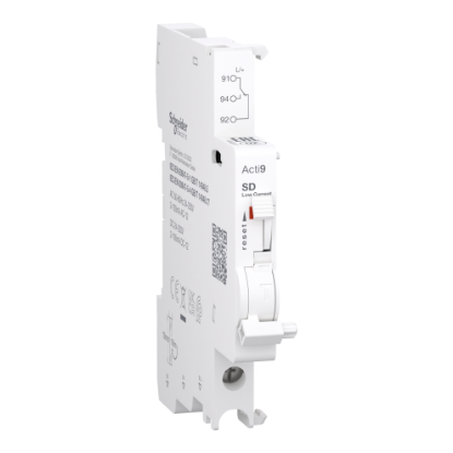 Picture of Auxiliary contact, Acti9 A9N, SD, 1 C/O, 2mA to 100mA, 24VAC to 250VAC, 24VDC to 220VDC, bottom connection