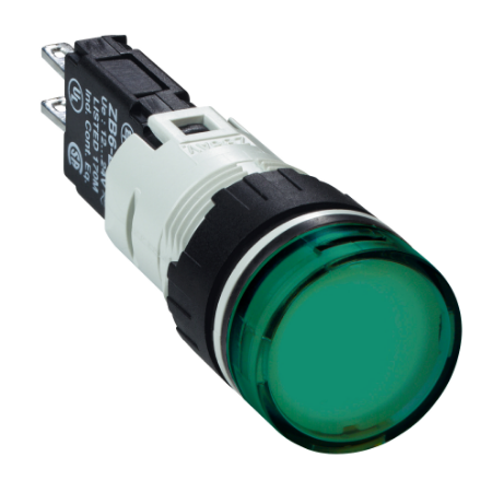 Picture of Complete pilot light, Harmony XB6, round green, plastic, 16mm, integral LED 12...24V