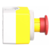 Picture of Control station, Harmony XALD, plastic, yellow lid, 1 emergency stop 40mm, turn to release, illuminated ring white red fixed, 1NO 1NC, 24V AC DC