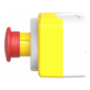 Picture of Control station, Harmony XALD, plastic, yellow lid, 1 emergency stop 40mm, turn to release, illuminated ring white red fixed, 1NO 1NC, 24V AC DC