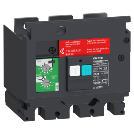 Picture of Earth-leakage add-on protection module VigiPacT, ComPacT NSX 100/160, 200VAC to 440VAC, 30mA to 30A, 3 poles