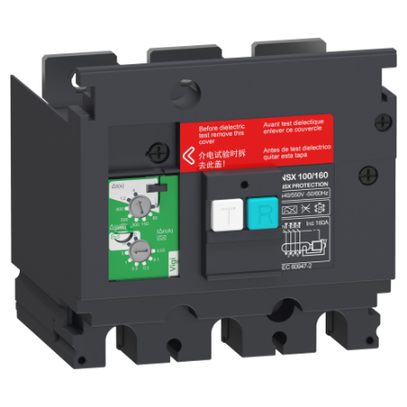 Picture of Earth-leakage add-on protection module VigiPacT, ComPacT NSX 100/160, 440VAC to 550VAC, 30mA to 30A, 3 poles