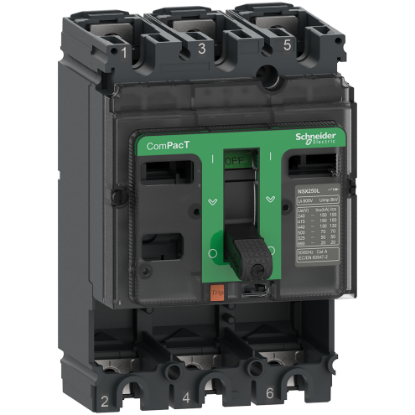 Picture of Circuit breaker basic frame, ComPacT NSX100S, 100kA/415VAC, 3 poles, 100A frame rating, without trip unit