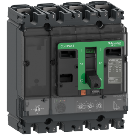 Picture of Circuit breaker, ComPacT NSX250R, 200kA/415VAC, 4 poles, MicroLogic 2.2 trip unit 250A