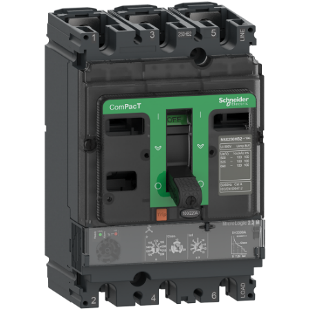 Picture of Circuit breaker, ComPacT NSX250R, 200kA/415VAC, 3 poles, MicroLogic 2.2M trip unit 150A