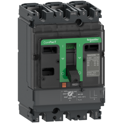 Picture of Circuit breaker, ComPacT NSX100HB1, 75kA/690VAC, 3 poles, MA trip unit 12.5A