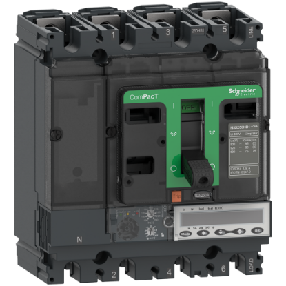 Picture of Circuit breaker, ComPacT NSX250HB1, 75kA/690VAC, 4 poles, MicroLogic 6.2E trip unit 250A