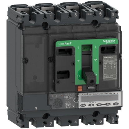 Picture of Circuit breaker, ComPacT NSX100HB1, 75kA/690VAC, 3 poles, MicroLogic 6.2E-M trip unit 80A