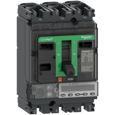 Picture of Circuit breaker, ComPacT NSX250HB2, 100kA/690VAC, 3 poles, MicroLogic 5.2E trip unit 250A