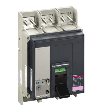 Picture of Circuit breaker, ComPact NS1250H, 70kA/415VAC, Micrologic 2.0 trip unit, 1250A, fixed, 3 poles 3d