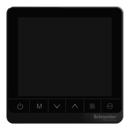 Picture of Thermostat, Spacelogic, fan coil on/off, standalone, touchscreen, 4P, 3 fan, external sensor, 240V, black