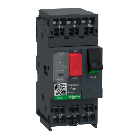 Picture of Motor circuit breaker, TeSys Deca, 3P, 1.6 to 2.5A, thermal magnetic, spring terminals