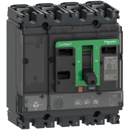 Picture of Circuit breaker, ComPacT NSX160N, 50kA/415VAC, 4 poles, MicroLogic 2.2 trip unit 160A