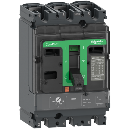 Picture of Circuit breaker, ComPacT NSX100B, 25kA/415VAC, 3 poles, TMD trip unit 100A