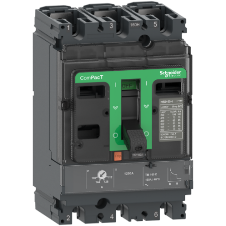 Picture of Circuit breaker, ComPacT NSX100H, 70kA/415VAC, 3 poles, TMD trip unit 80A