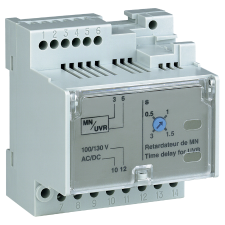 Picture of MN delay unit, MasterPact MTZ, adjustable time delay 0.5s to 3s, 48/60VDC, 48/60VAC 50/60Hz, spare part
