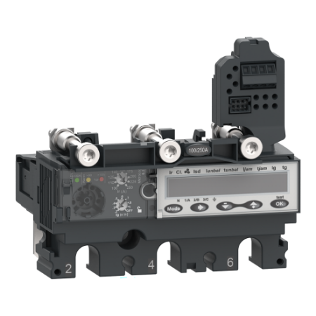 Picture of Trip unit MicroLogic 6.2E, ComPacT NSX100/160/250, 3 poles, basic and ground fault protections, energy meter, 100A