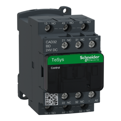 Picture of TeSys; TeSys Deca, Control relay, 3NO+2NC, 0 to 690V, 24VDC standard coil, screw clamp