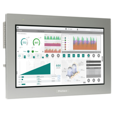 Picture of 15"W touch panel display, 2COM, 2Ethernet, USB host&device, 24VDC