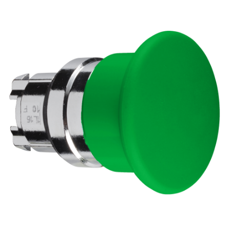 Picture of Harmony XB4, Head for non illuminated pushbutton, mushroom 40mm, metal, green, 22mm, spring return