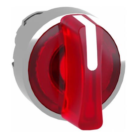 Picture of Head for illuminated selector switch, Harmony XB4, metal, red handle, 22mm, universal LED, 3 positions, right to center