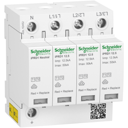 Picture of Modular surge arrester with pluggable cartridge, Acti9 iPRD1 12.5, 3 P + N, 350 V, with remote transfert