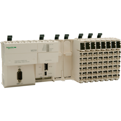 Picture of logic controller, Modicon M258, compact base, 66 + 4 IO, 24V DC