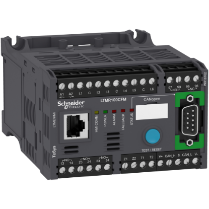 Picture of Motor controller, TeSys T, Motor Management, CANopen, 6 logic inputs, 3 relay logic outputs, 5 to 100A, 100 to 240VAC