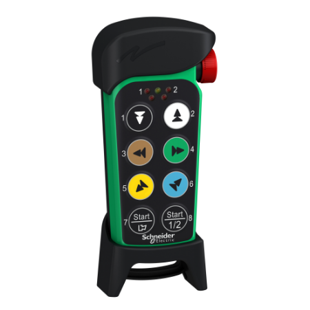 Picture of Remote control, Harmony eXLhoist, compact, LED, 6 motion push buttons, 2 auxiliary push buttons