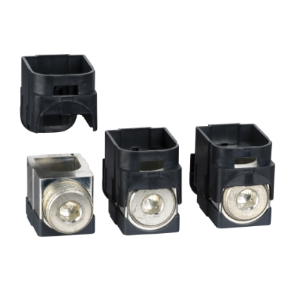 Picture of Aluminium bare cable connectors, ComPacT NSX, for 1 cable 120mm² to 185mm², 250A, set of 3 parts