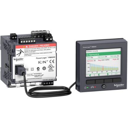 Picture of Power quality meter, PowerLogic PM8000, Standard, transducer and remote display, 512 MB, 256 s/c