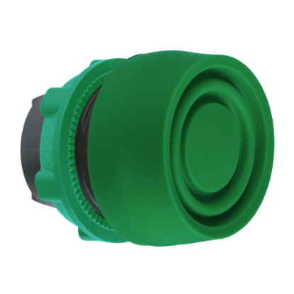 Picture of Harmony XB5, Push button head, plastic, flush, green, 22mm, spring return, coloured boot, unmarked