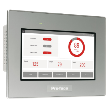 Picture of 7"W touch panel display, 1COM, 2Ethernet, USB host&device, 24VDC