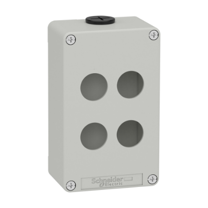 Picture of Die cast empty control station, Harmony XAP, XB2 SL, zinc alloy, grey, M20, 4 cut outs 22mm, 80x130x51,5mm, UL cULus