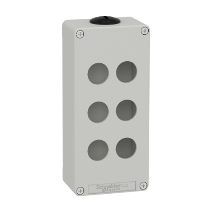 Picture of Die cast empty control station, Harmony XAP, XB2 SL, zinc alloy, grey, M25, 6 cut outs 22mm, 80x175x51,5mm