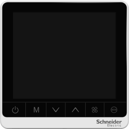 Picture of SpaceLogic thermostat, fan coil on/off, standalone, touchscreen, 4P, 3 fan, 240V, white