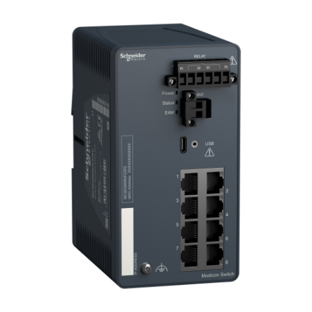 Picture of network switch, Modicon Networking, managed, 8 ports for copper