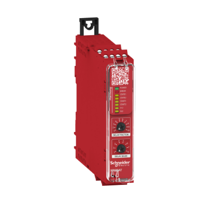 Picture of safety module, Harmony XPS, time delayed output, for Estop, guard, OSSD, 24V AC or DC, screw