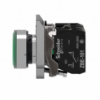 Picture of Illuminated push button, Harmony XB4, metal, green flush, 22mm, universal LED, plain lens, 1NO + 1NC, 24V AC DC