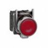 Picture of Illuminated push button, Harmony XB4, metal, red flush, 22mm, universal LED, plain lens, 1NO + 1NC, 24V AC DC