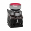 Picture of Illuminated push button, Harmony XB4, metal, red flush, 22mm, universal LED, plain lens, 1NO + 1NC, 24V AC DC