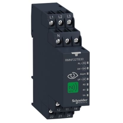 Picture of 3-phase control relay, Harmony Control Relays, 8A, 2CO, overfrequency and underfrequency, 208â€¦480V AC