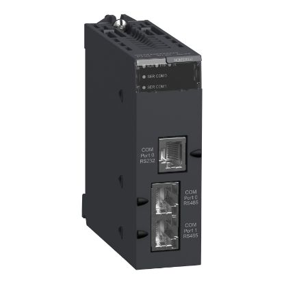 Picture of communication module, Modicon X80, Serial link module, 2 RS485 or 232 ports in Modbus and character mode, severe environment