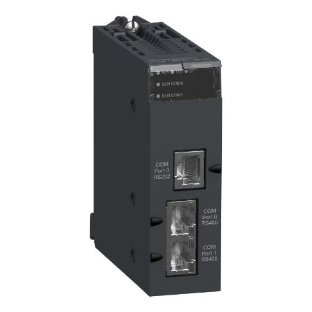 Picture of communication module, Modicon X80, Serial link module, 2 RS485 or 232 ports in Modbus and character mode, severe environment