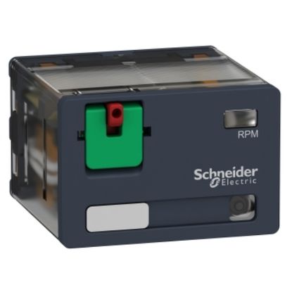 Picture of plug-in relay, Harmony electromechanical relays, 15A, 4CO, with LED, lockable test button, 120V AC